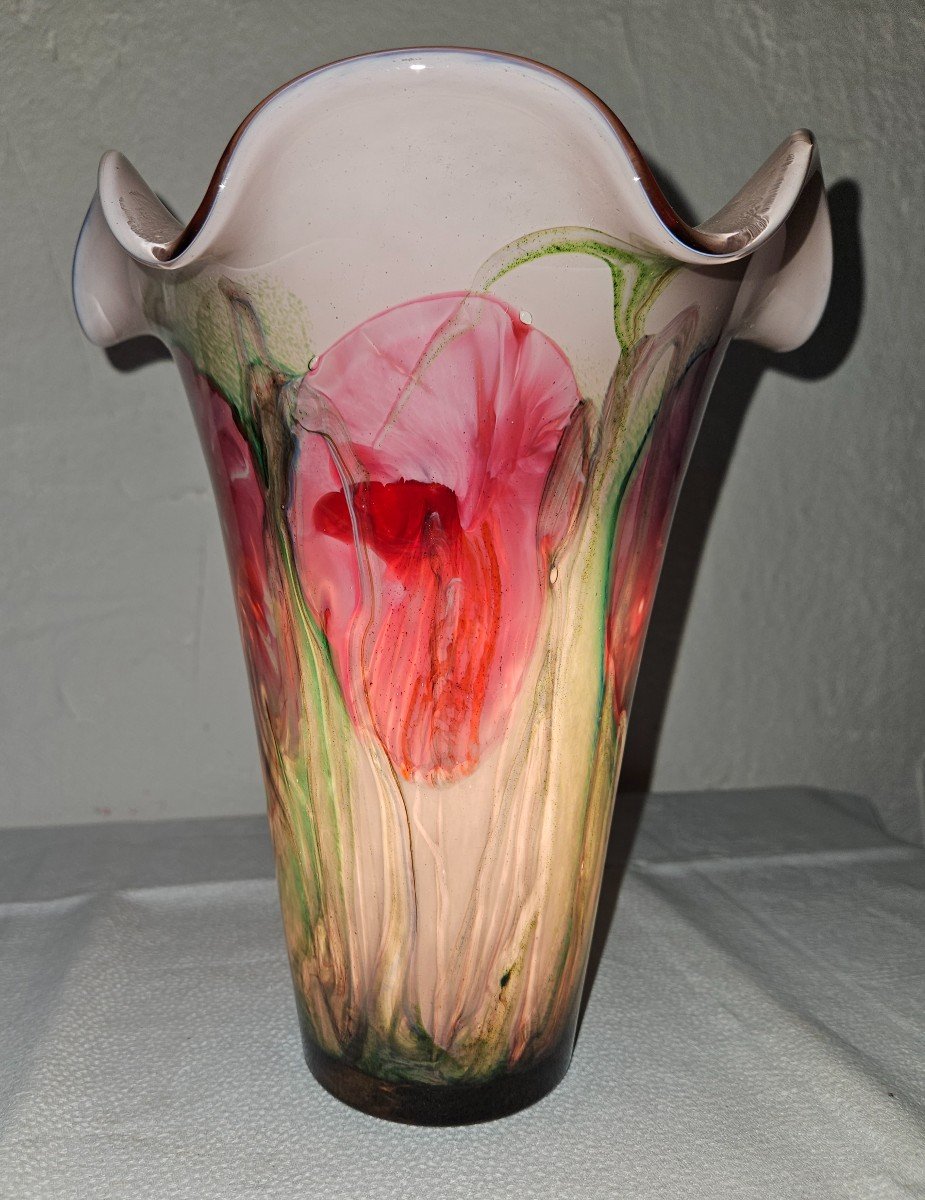 Vase Soufflé Du  verrier Joseph MILANE  à  Biot - époque  20ème-photo-3