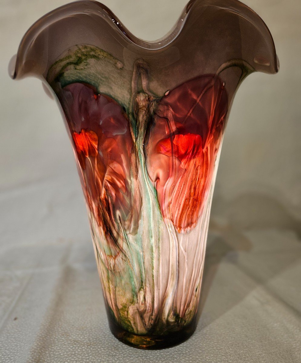 Vase Soufflé Du  verrier Joseph MILANE  à  Biot - époque  20ème