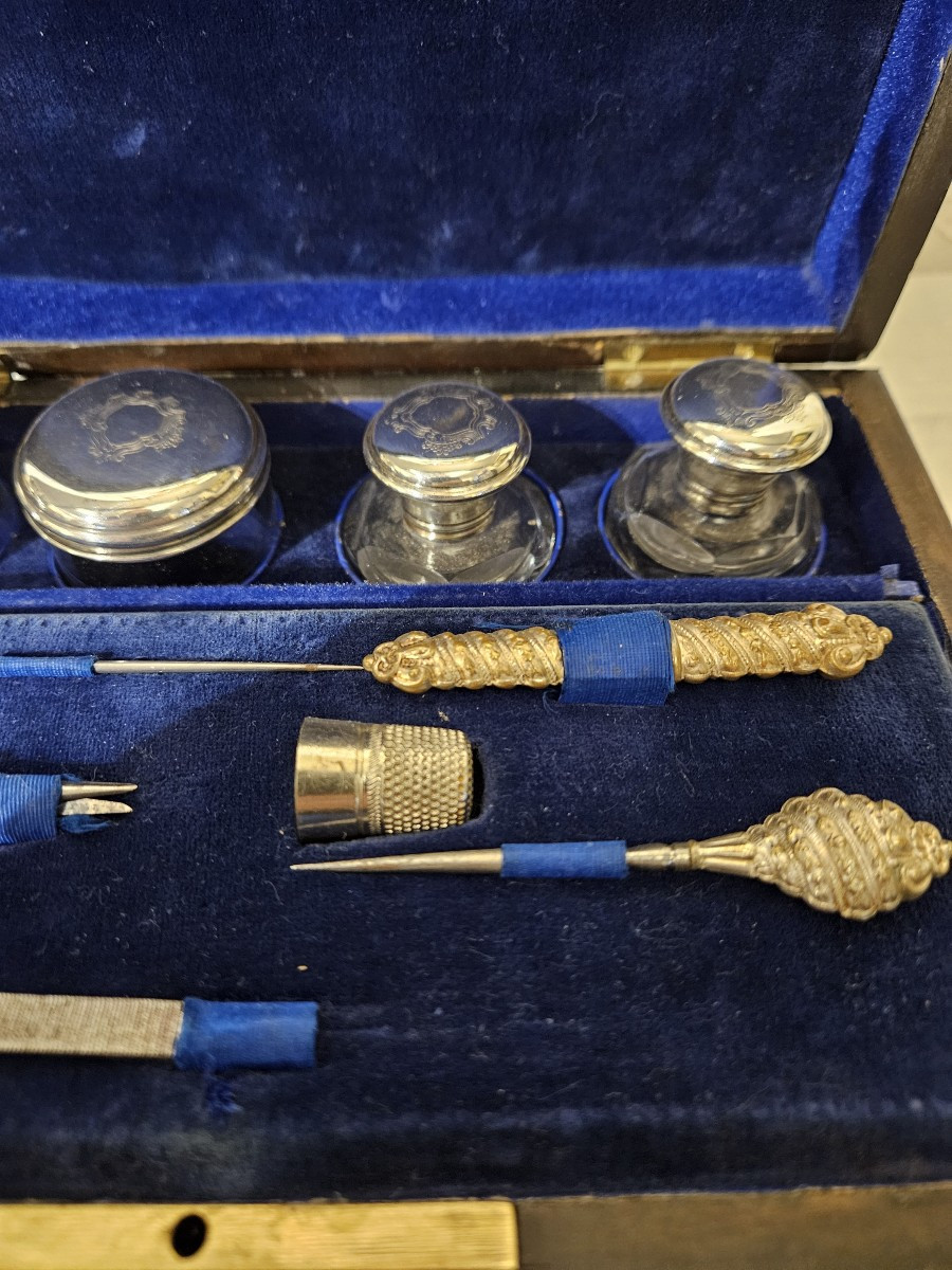 Coffret Nécessaire De Voyage - Cristal Et Argent  - époque Napoléon III-photo-7