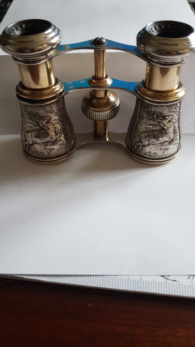 Pair Of Silver Metal Theater Binoculars - 19th - Maison Chevalier - Paris-photo-2