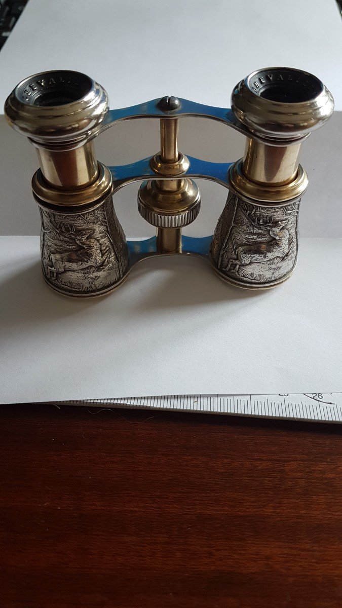 Pair Of Silver Metal Theater Binoculars - 19th - Maison Chevalier - Paris-photo-4