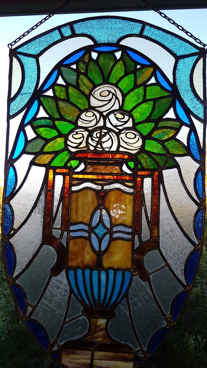 Stained Glass Banner, Art Nouveau Period-photo-3