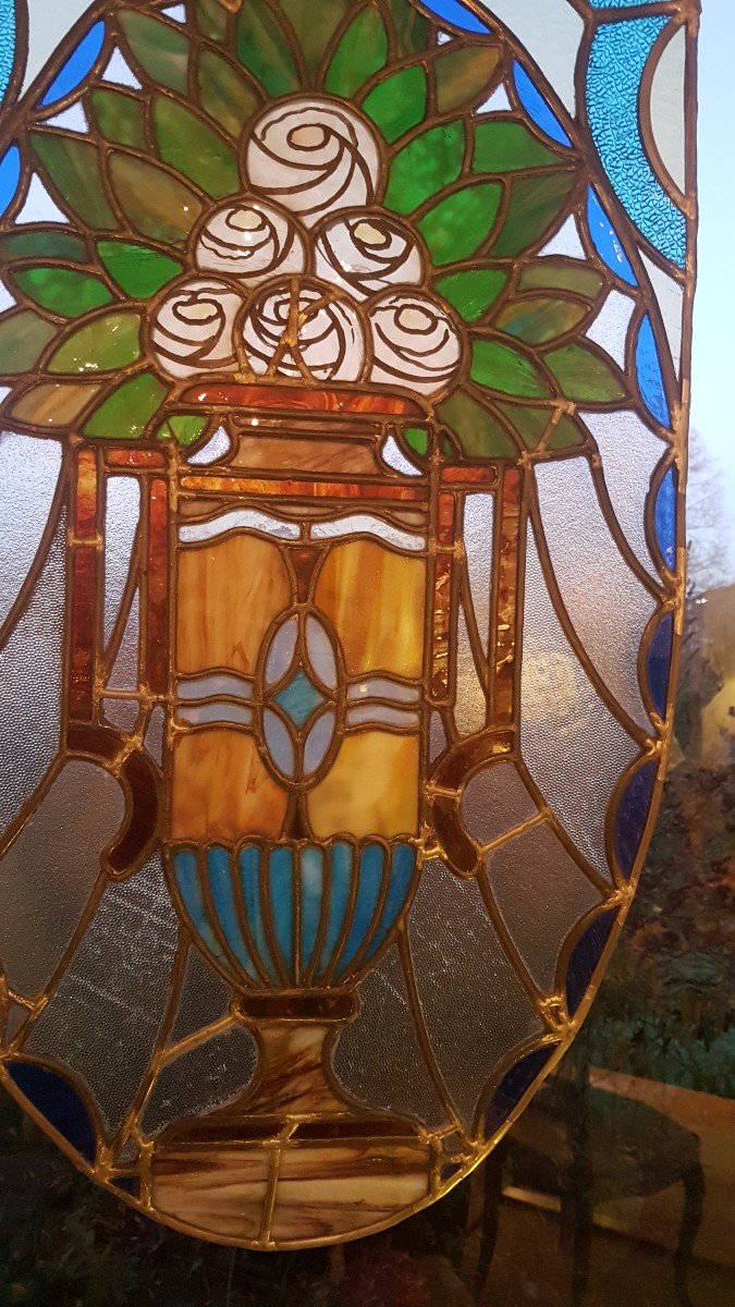 Stained Glass Banner, Art Nouveau Period-photo-4