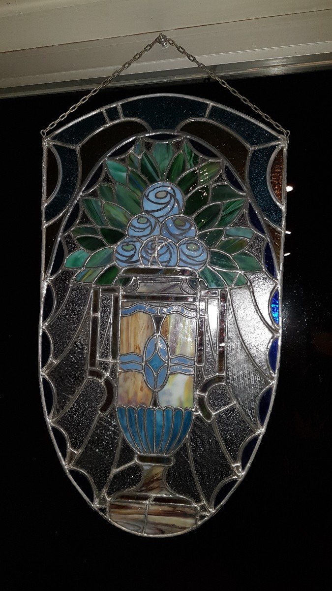 Stained Glass Banner, Art Nouveau Period-photo-4