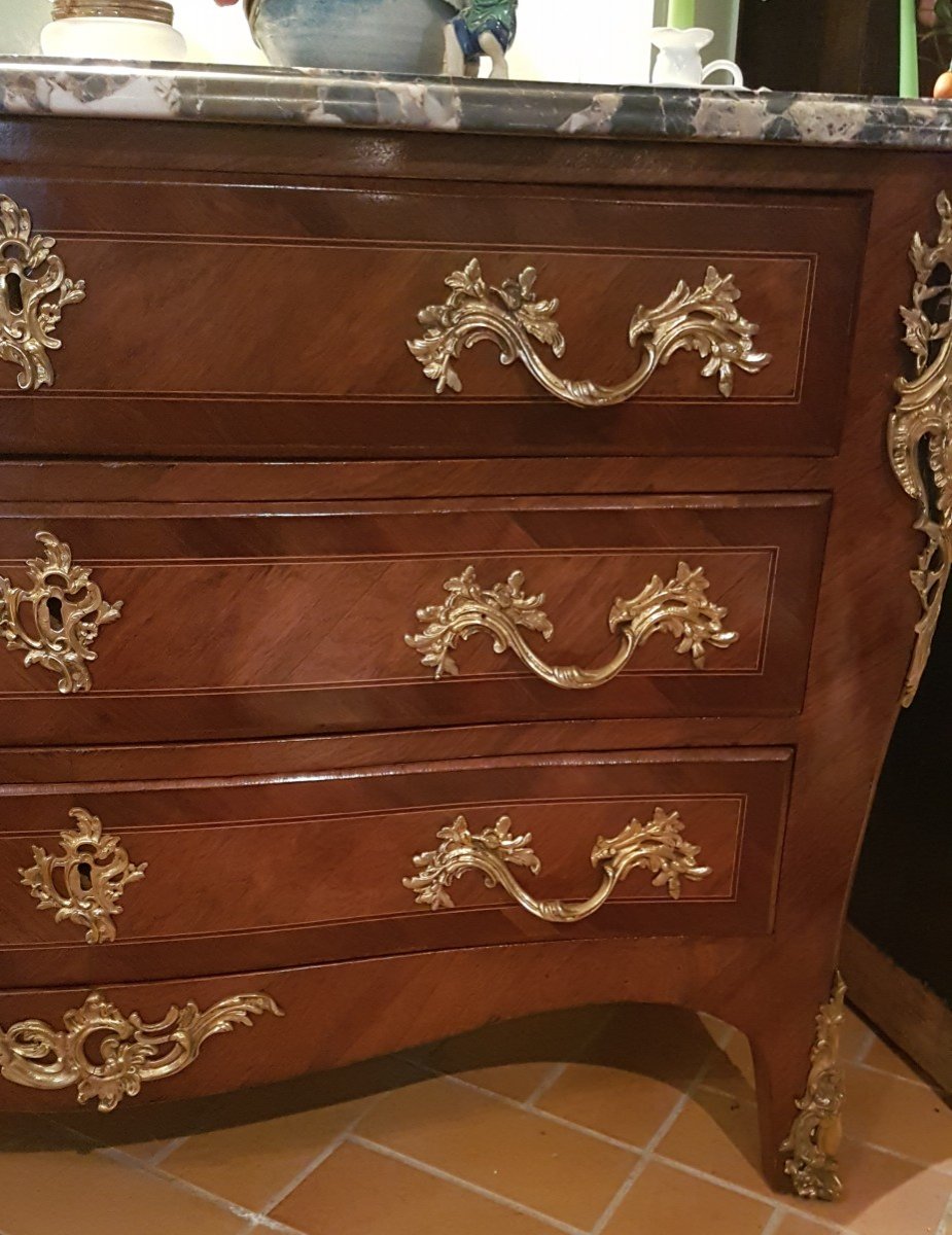 Commode Marquetée De Style Louis XV Début 19ème-photo-2