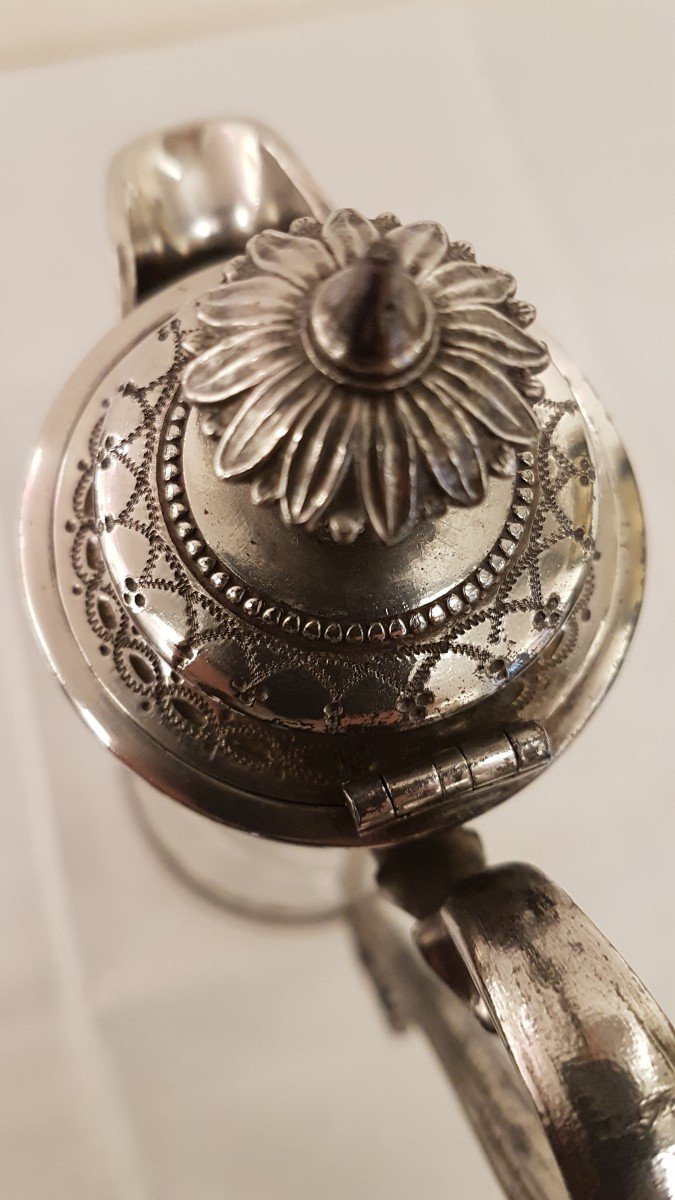 Ewer In Engraved Crystal And Silver Mount Nineteenth-photo-3