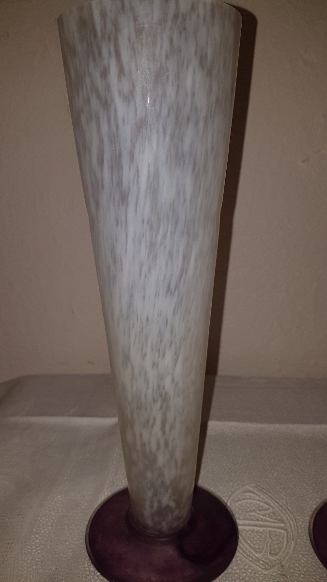 Pair Of L Glass Paste Vases-photo-4