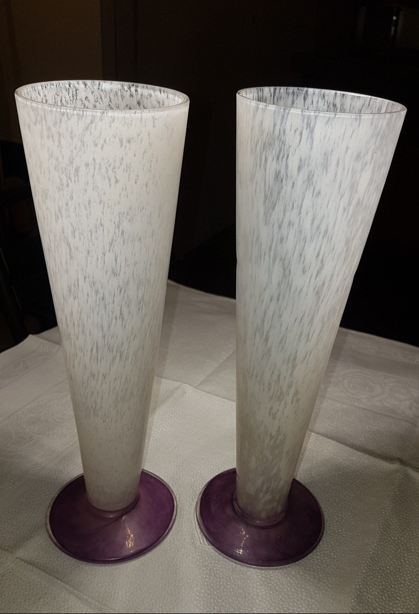 Pair Of L Glass Paste Vases