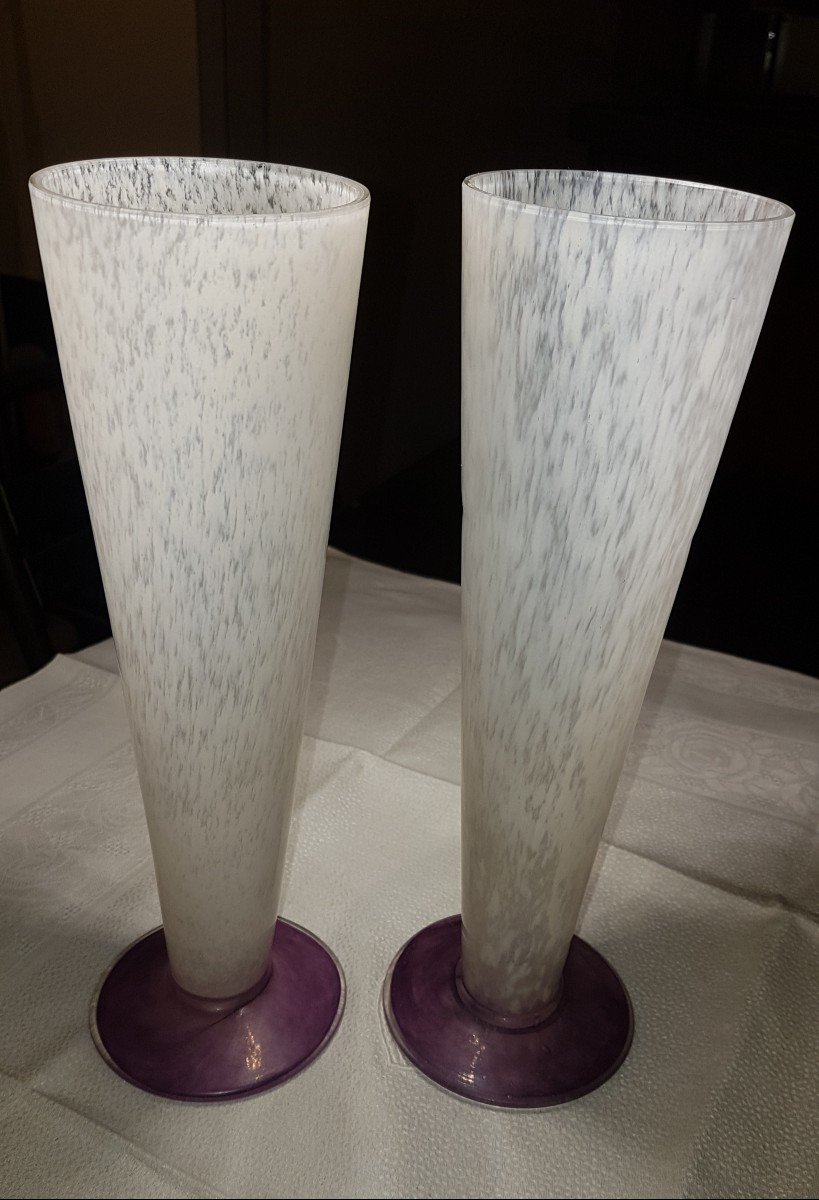 Paire De Vases Pâte De Verre 