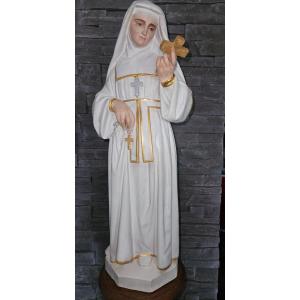 Polychrome Terracotta Statue Of Saint Colette Of Corbie - 19th Century.