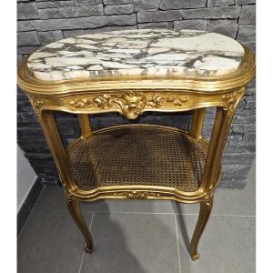 Guéridon Table En Bois Doré - Style Louis XV - époque 20ème .