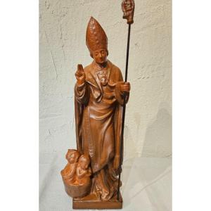 Sculpture Of Saint Nicholas In Patinated Terracotta - 20th Century - 