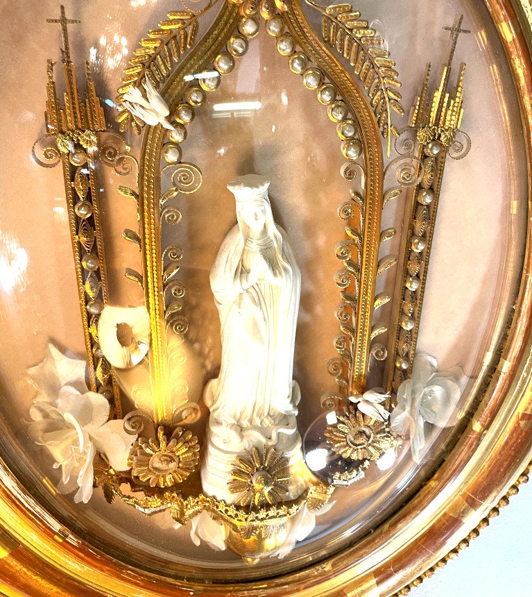 Paperolle In Large Oval Frame Gold Leaf L.philippe-domed Glass--photo-2