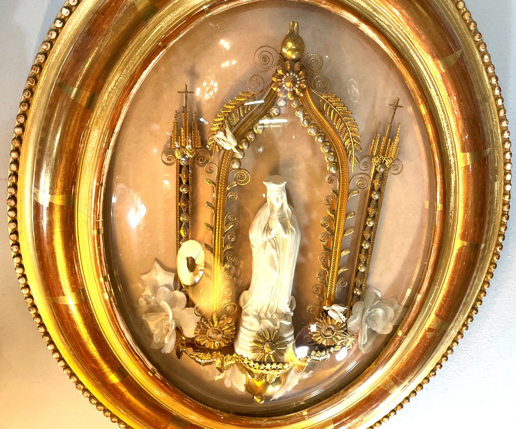 Paperolle In Large Oval Frame Gold Leaf L.philippe-domed Glass--photo-4