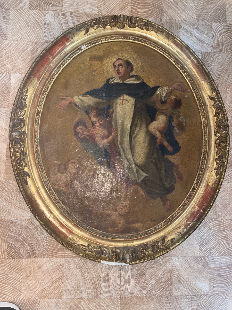 Painting - Oil On Canvas Late 18th Century - -ordre De La Sainte Trinité - Oval Gilded Frame-photo-4