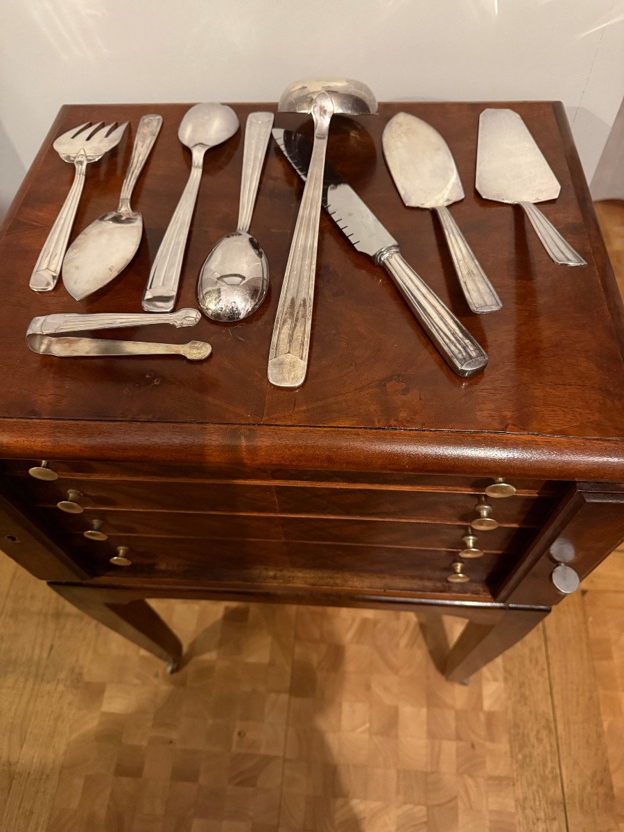 184-piece Cutlery Set - Art Deco - 4 Drawers In A Wooden Box On Original Removable Legs-photo-2