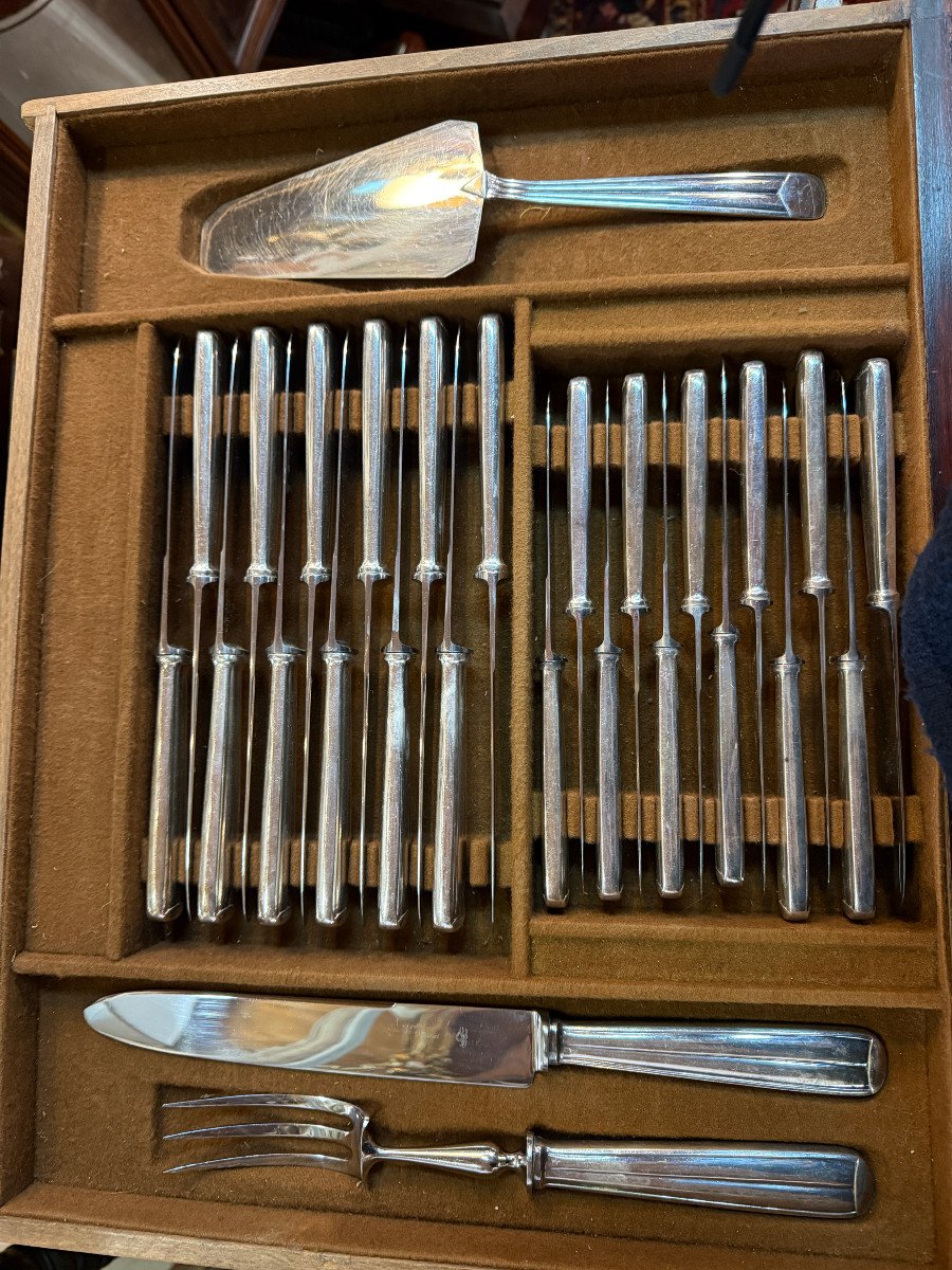 184-piece Cutlery Set - Art Deco - 4 Drawers In A Wooden Box On Original Removable Legs-photo-3