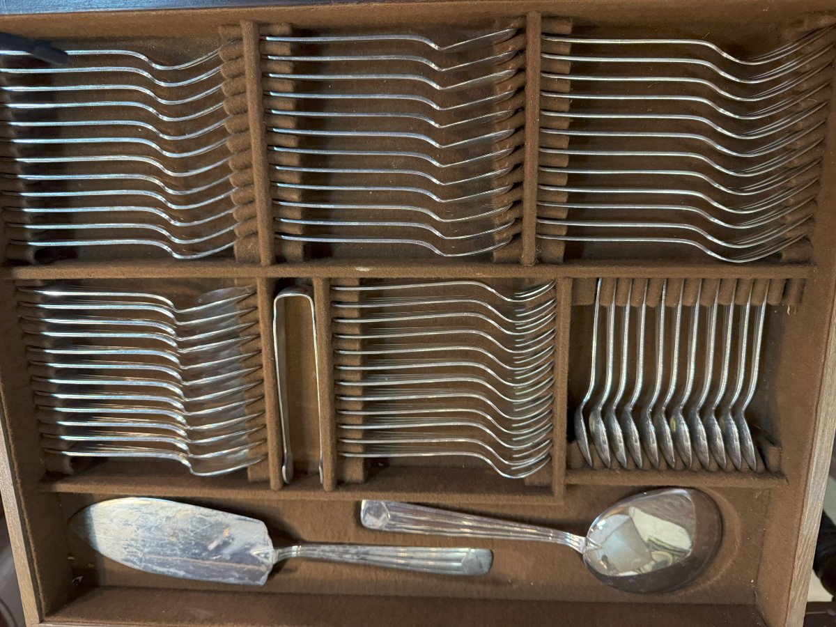 184-piece Cutlery Set - Art Deco - 4 Drawers In A Wooden Box On Original Removable Legs-photo-1