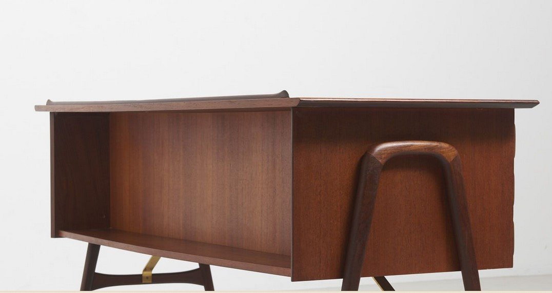 Bureau Scandinave  Louis van Teeffelen -Avec Sa Chaise-  Année 60 - Très Bon état - Teck Et Palissandre-photo-6