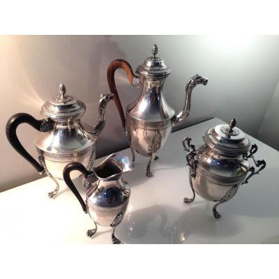 Tea-coffee Service 4pièces Sterling Silver Goldsmith Tirbour