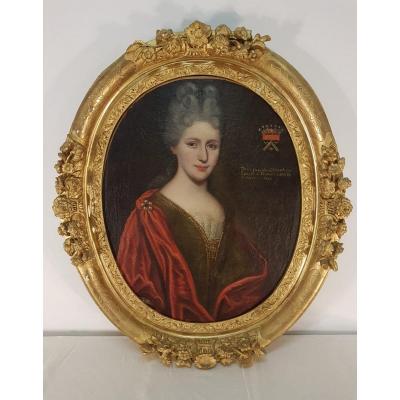 Hst Portrait De La Vicontesse De Cheverlange - XVIII° Dans Cadre Bois Doré  XVIII°