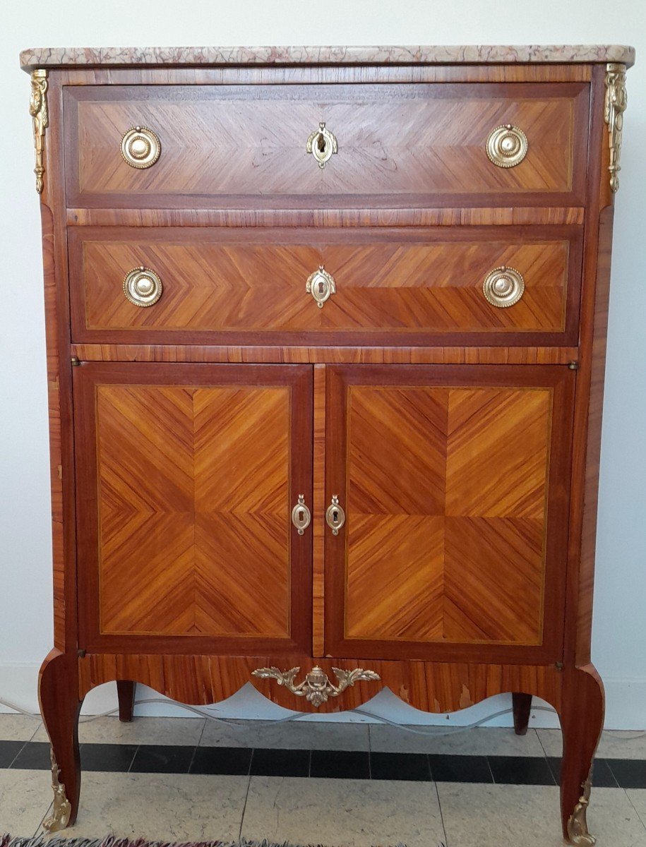 Secretary Marquetry Louis XV Style XX Period.