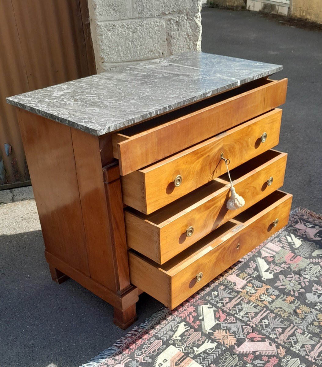 Commode en noyer blond de style Restauration, d'époque 19ème -photo-3