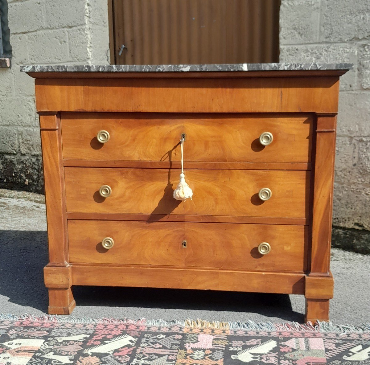 Commode en noyer blond de style Restauration, d'époque 19ème -photo-4