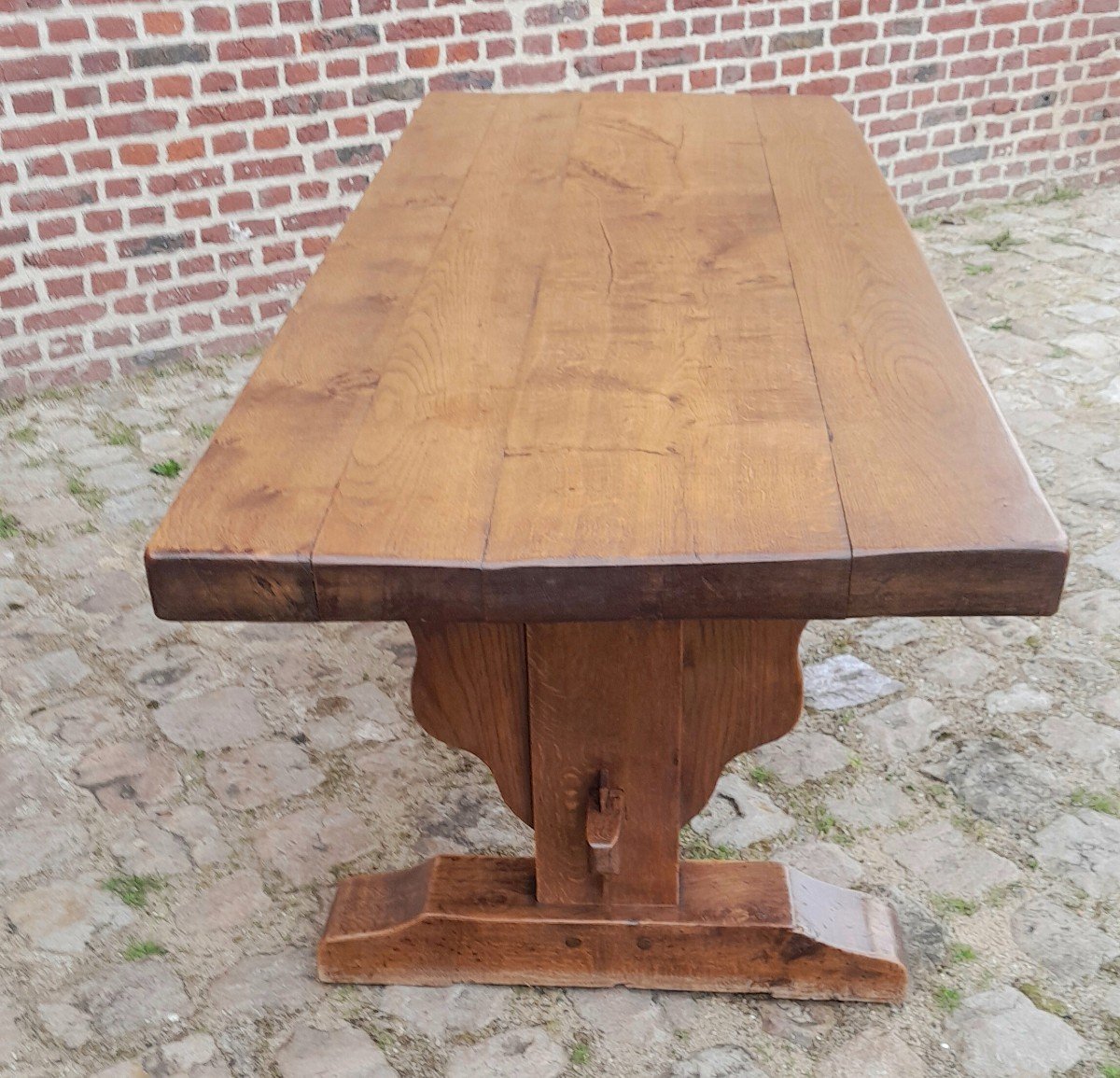 Monastery Table In Oak, Late 19th Century. -photo-3