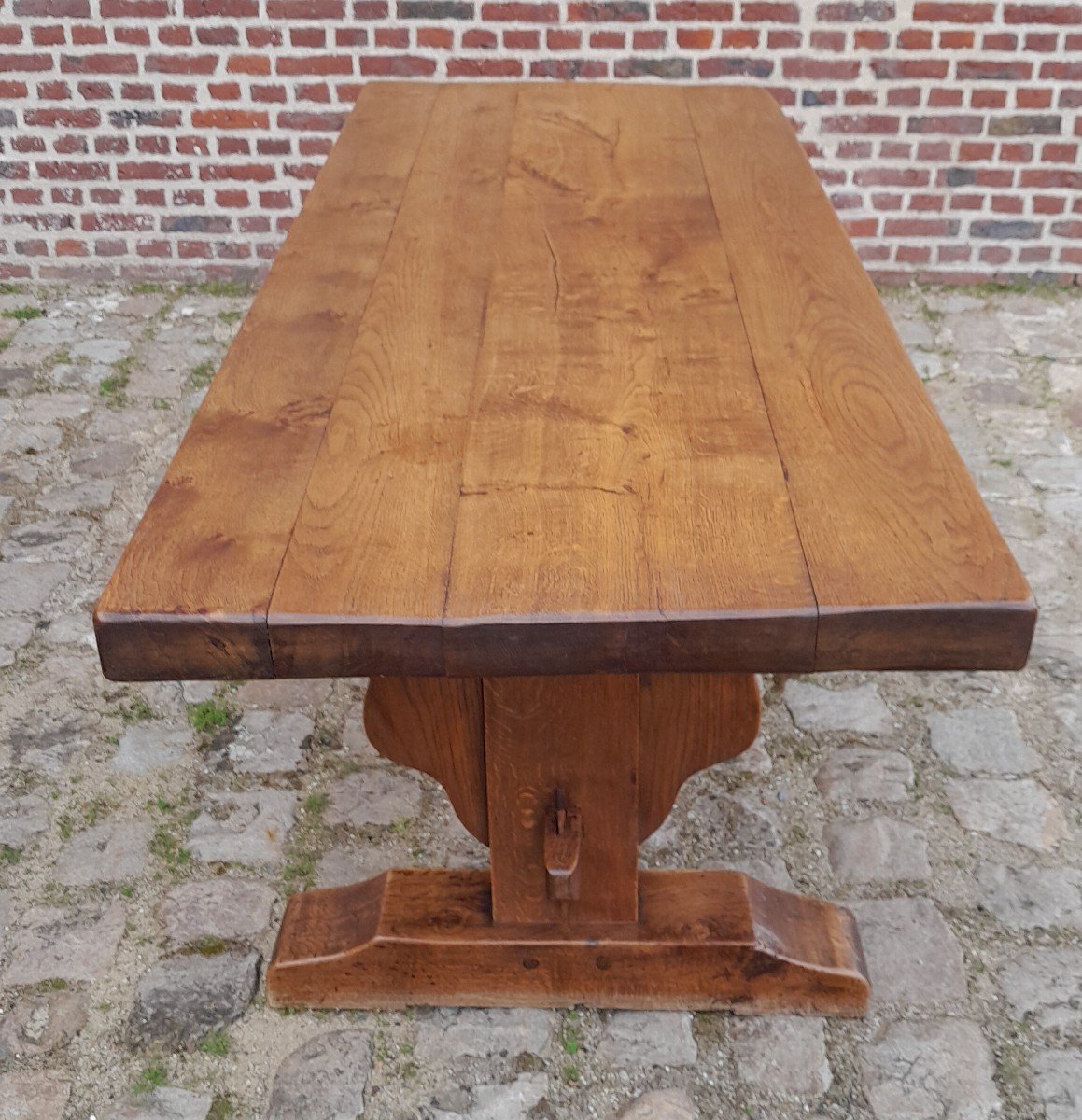 Monastery Table In Oak, Late 19th Century. -photo-4