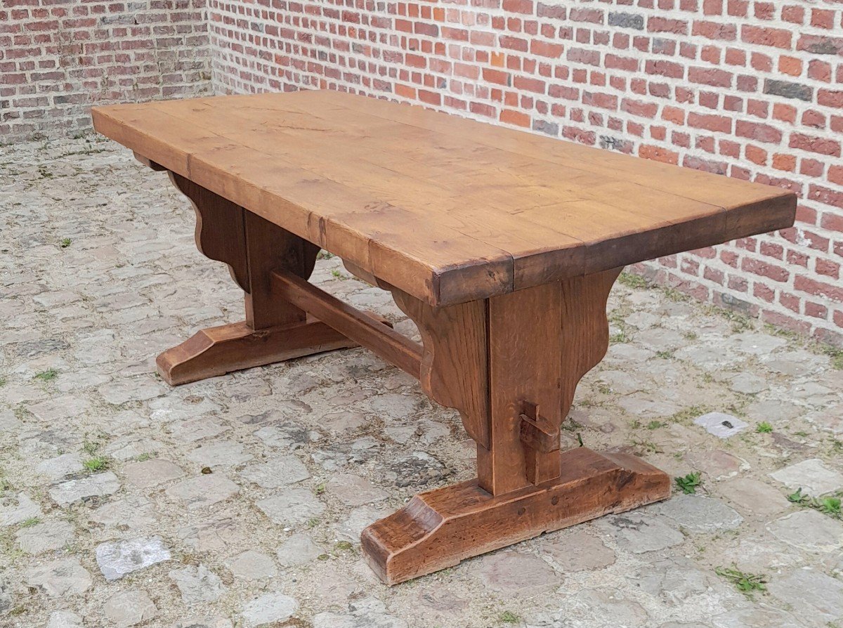 Monastery Table In Oak, Late 19th Century. -photo-6