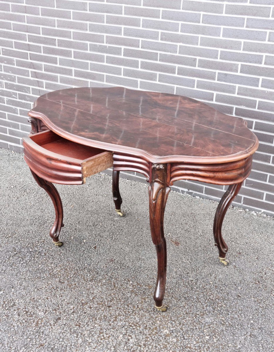 Mahogany Pedestal Table From The Napoleon III Period, 19th. -photo-2