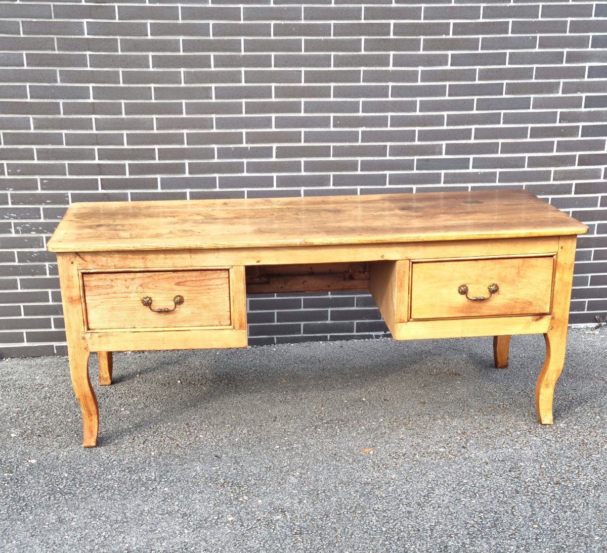 Double-sided Flat Desk In Cherrywood, Louis XV Style, 19th Century. -photo-3