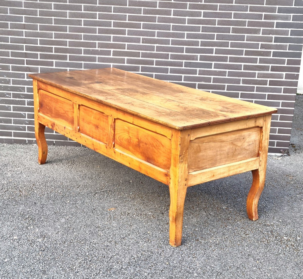 Double-sided Flat Desk In Cherrywood, Louis XV Style, 19th Century. -photo-3