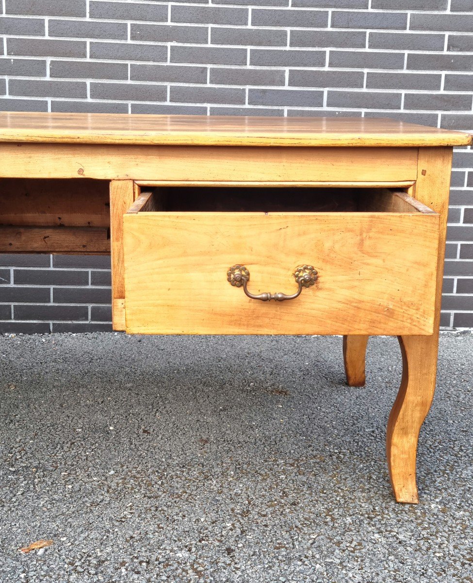 Double-sided Flat Desk In Cherrywood, Louis XV Style, 19th Century. -photo-5