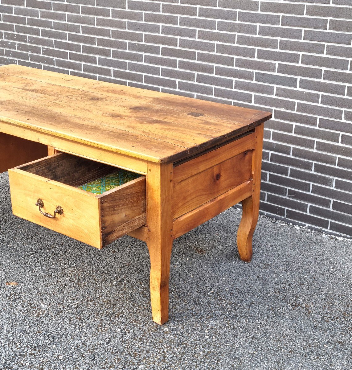 Double-sided Flat Desk In Cherrywood, Louis XV Style, 19th Century. -photo-6