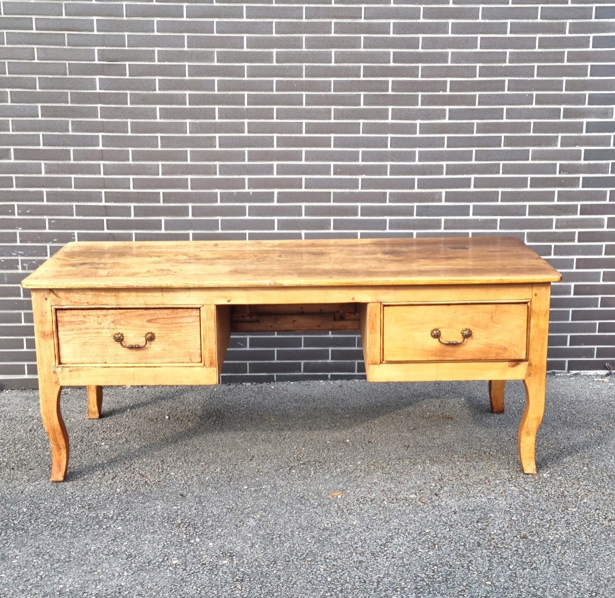 Double-sided Flat Desk In Cherrywood, Louis XV Style, 19th Century. 