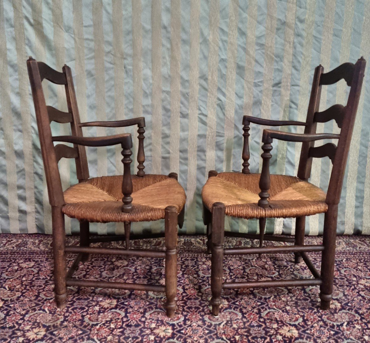 Paire De Fauteuils En Bois Naturel Provençal De Style Louis XV, d'époque 19ème. -photo-2