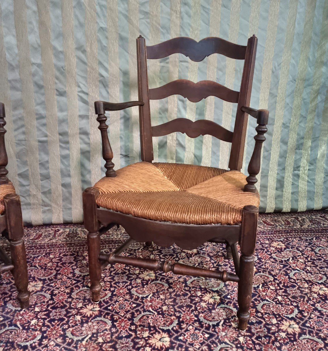 Paire De Fauteuils En Bois Naturel Provençal De Style Louis XV, d'époque 19ème. -photo-3