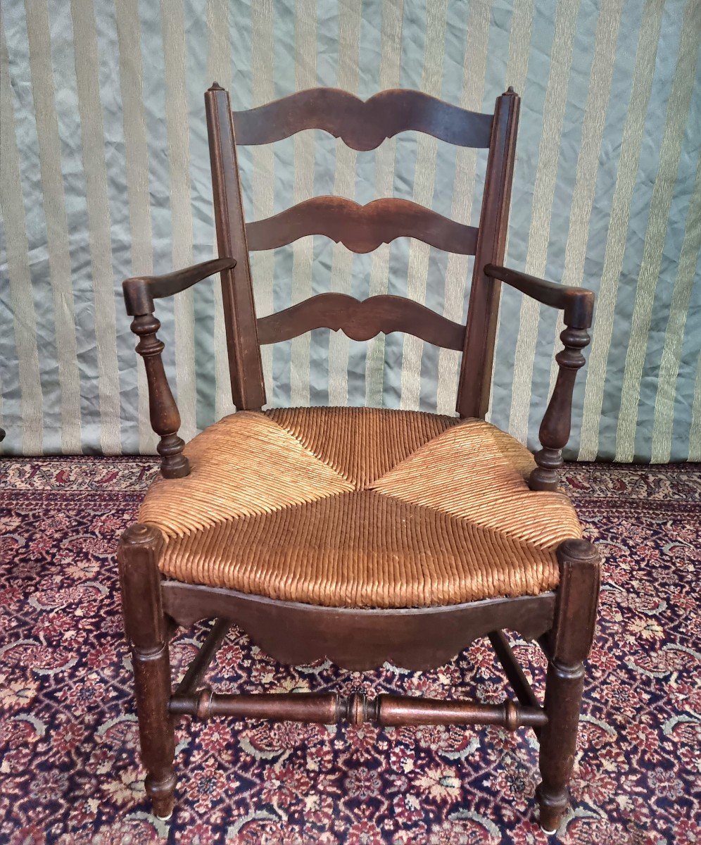 Paire De Fauteuils En Bois Naturel Provençal De Style Louis XV, d'époque 19ème. -photo-5