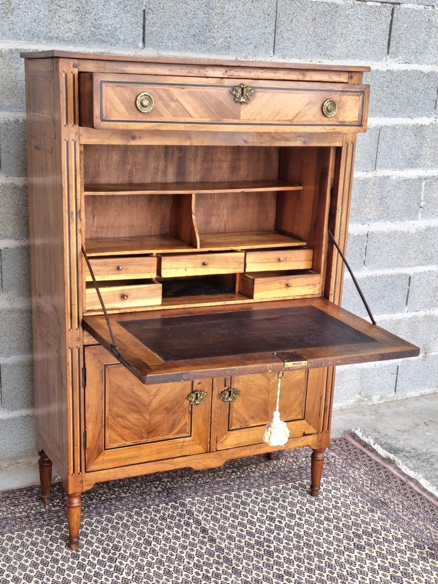 Secretary In Walnut, Louis XVI Period, 18th. -photo-4