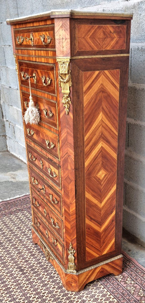 Louis XV Style Marquetry Secretary, 19th Century. -photo-4