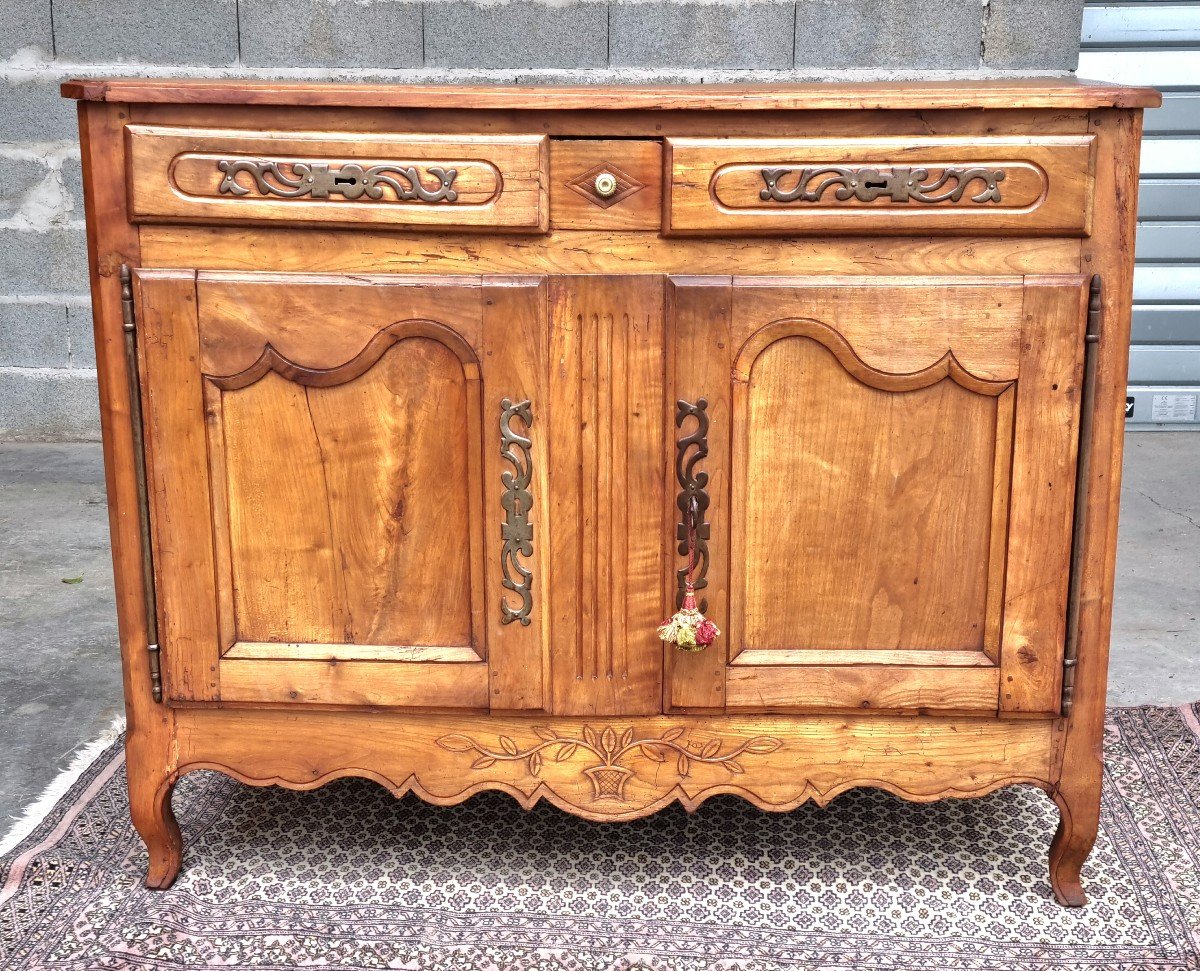 Low Buffet Two Doors In Cherry Wood, Louis XV Period, 18th -photo-6