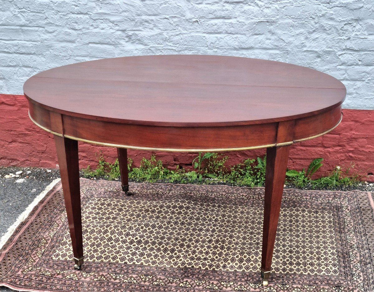 Oval Mahogany Table, Extendable, Louis XVI Period, 18th -photo-2