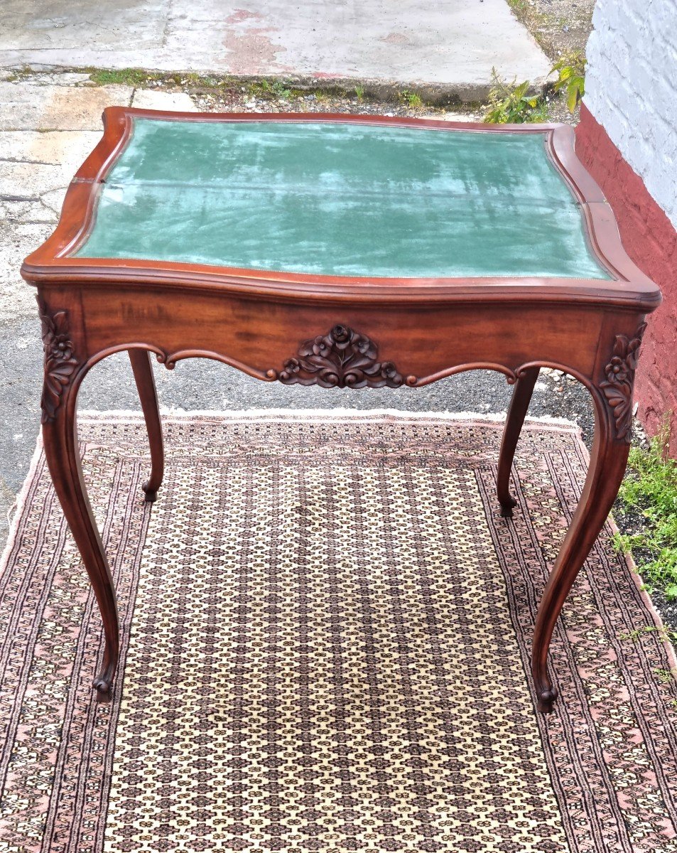 Table à Jeux En Acajou De Style Louis XV, d'époque 19ème -photo-3