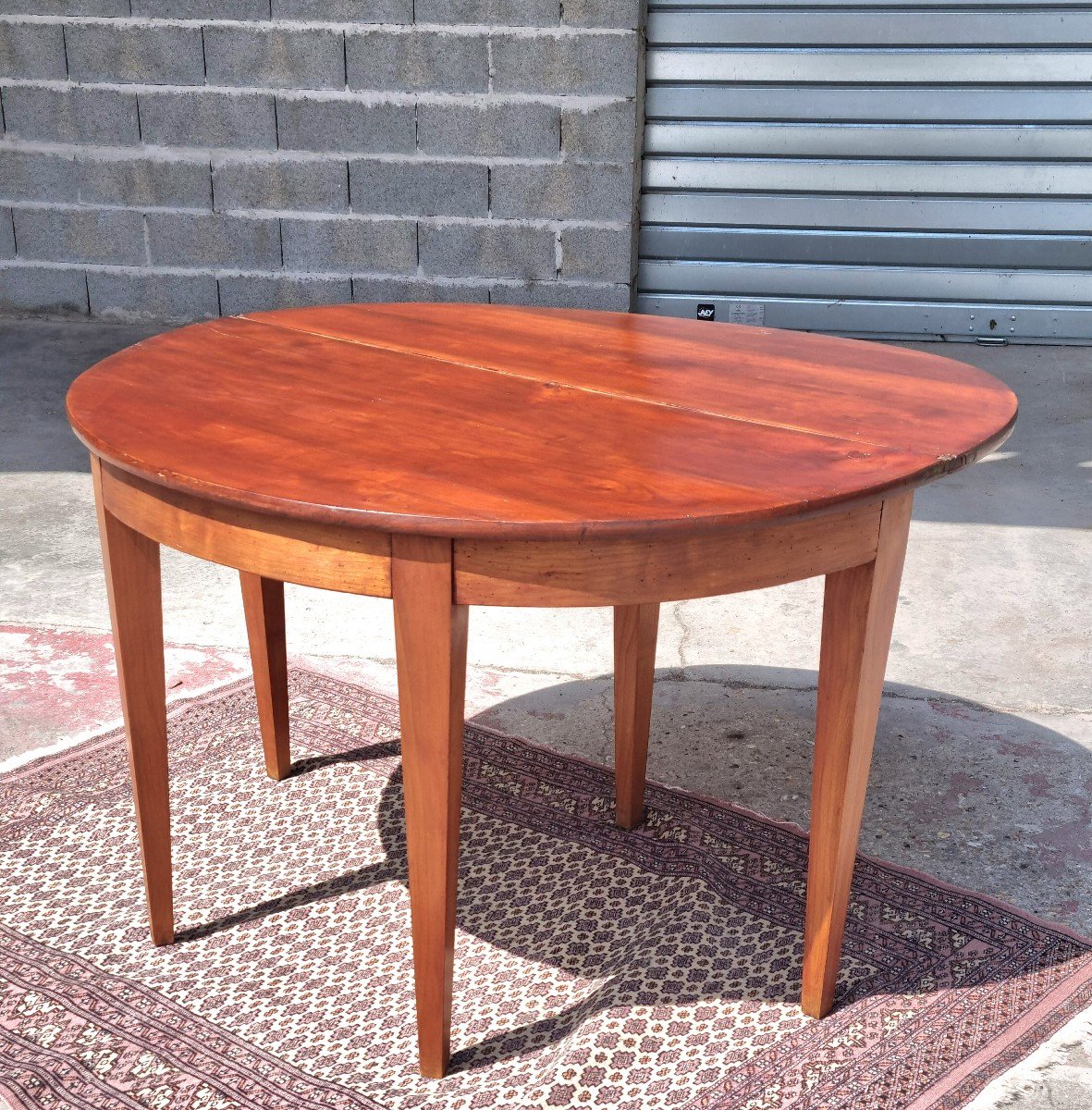 Louis XVI Style Half-moon Cherry Wood Table, 19th Century -photo-3