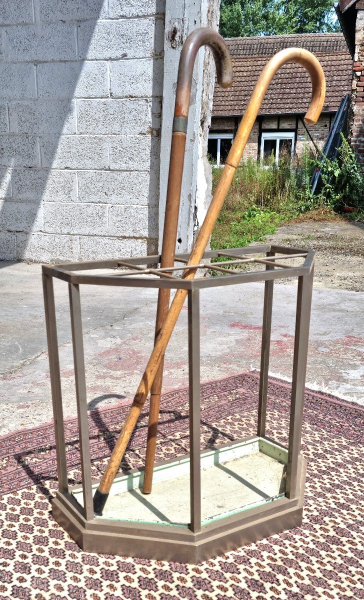 Umbrella Stand In Brushed Stainless Steel, 20th Century -photo-4