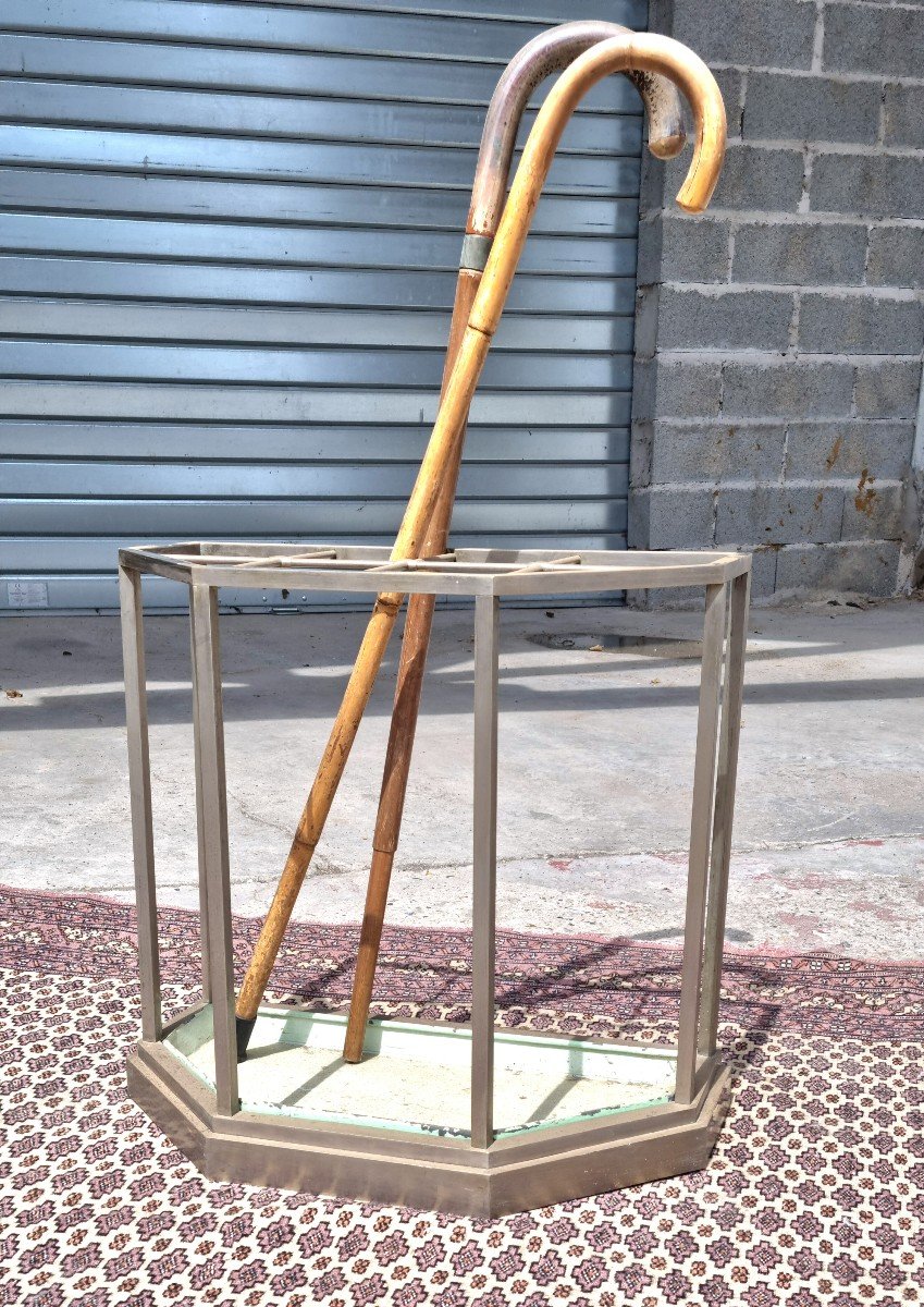 Umbrella Stand In Brushed Stainless Steel, 20th Century 