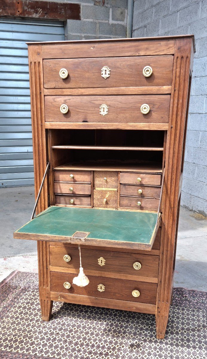 Louis XVI Period Light Oak Secretary, -photo-6