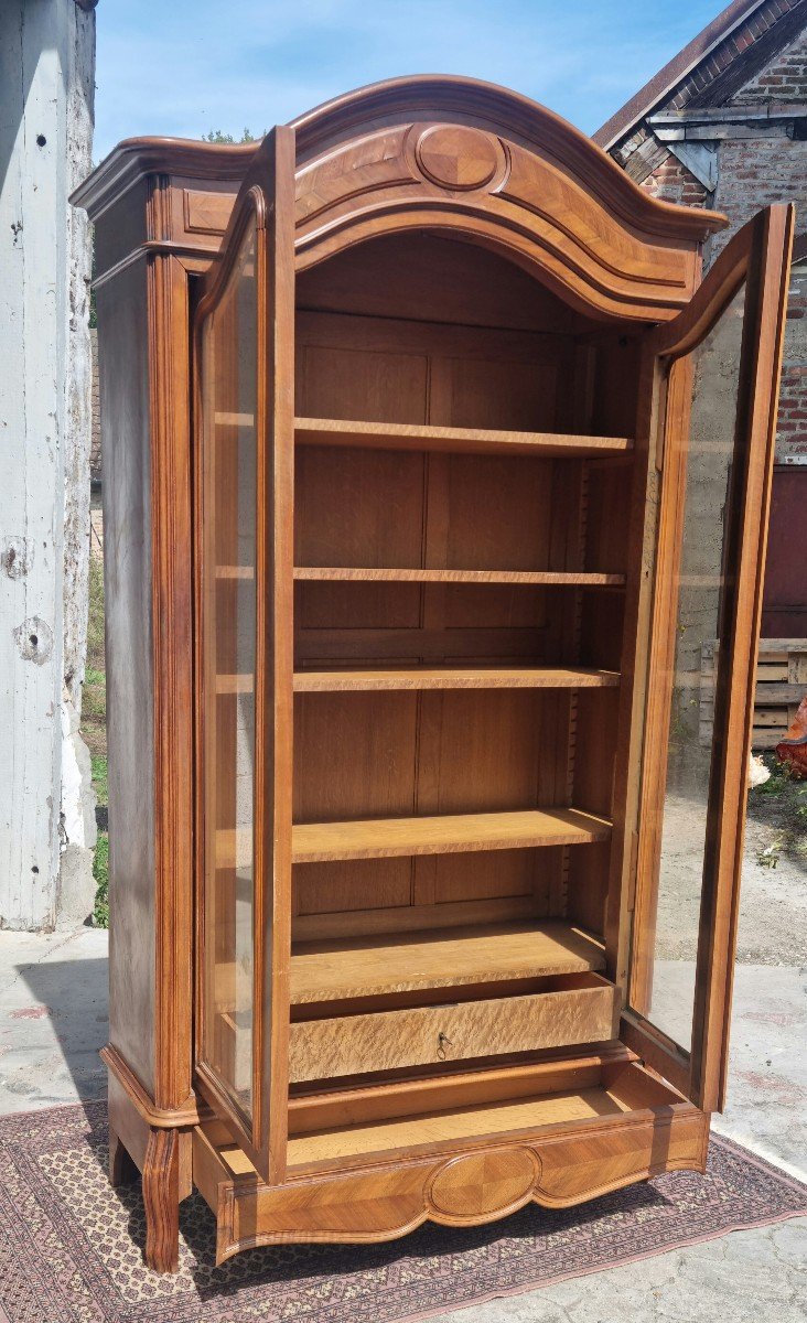 Vitrine Bibliothèque Deux Portes, En Noyer, Napoléon III, Fin 19ème. -photo-5